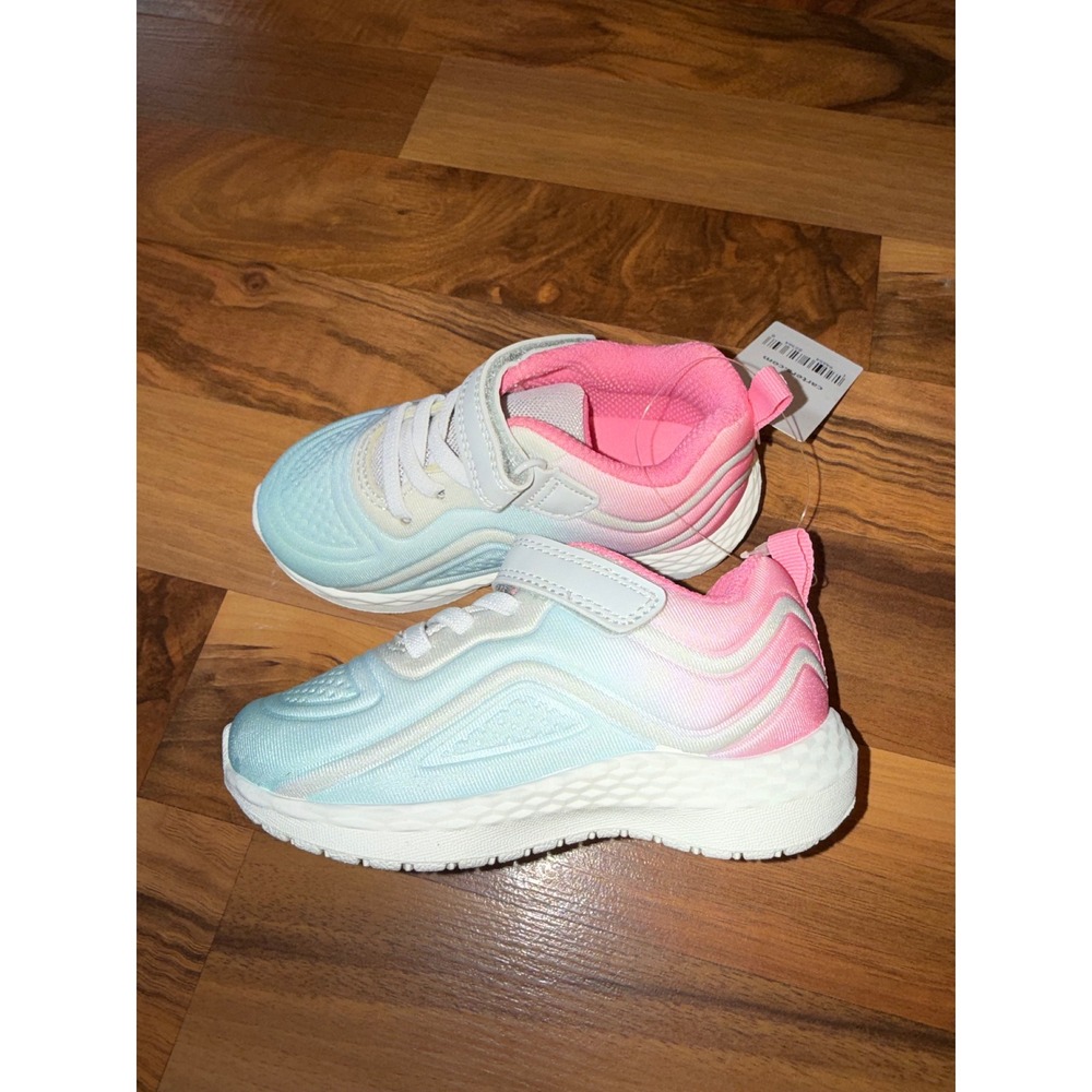 Carter's Kid Toddler Girls Sneakers Rainbow Ombre Hook and Loop Shoes Size 7 NEW